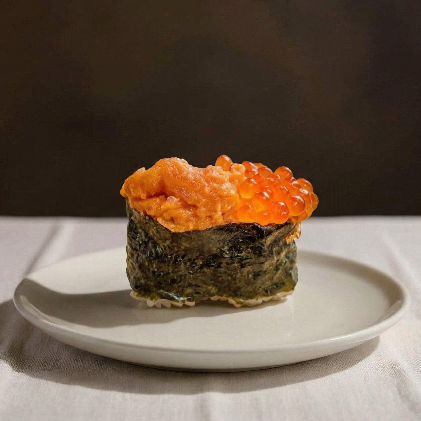 Spicy Tuna Ikura Scallion Gunkan.