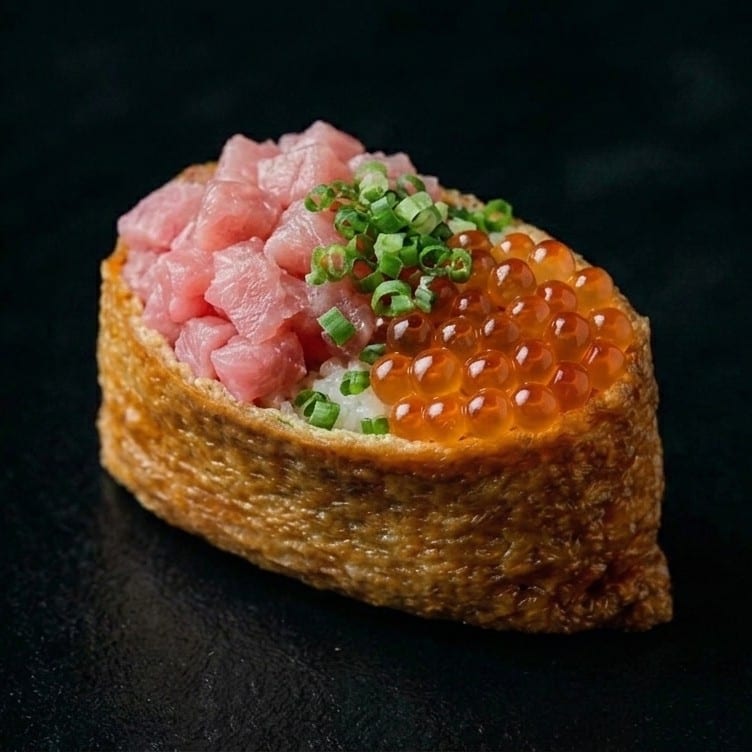 Spicy Tuna Ikura Scallion Inari.
