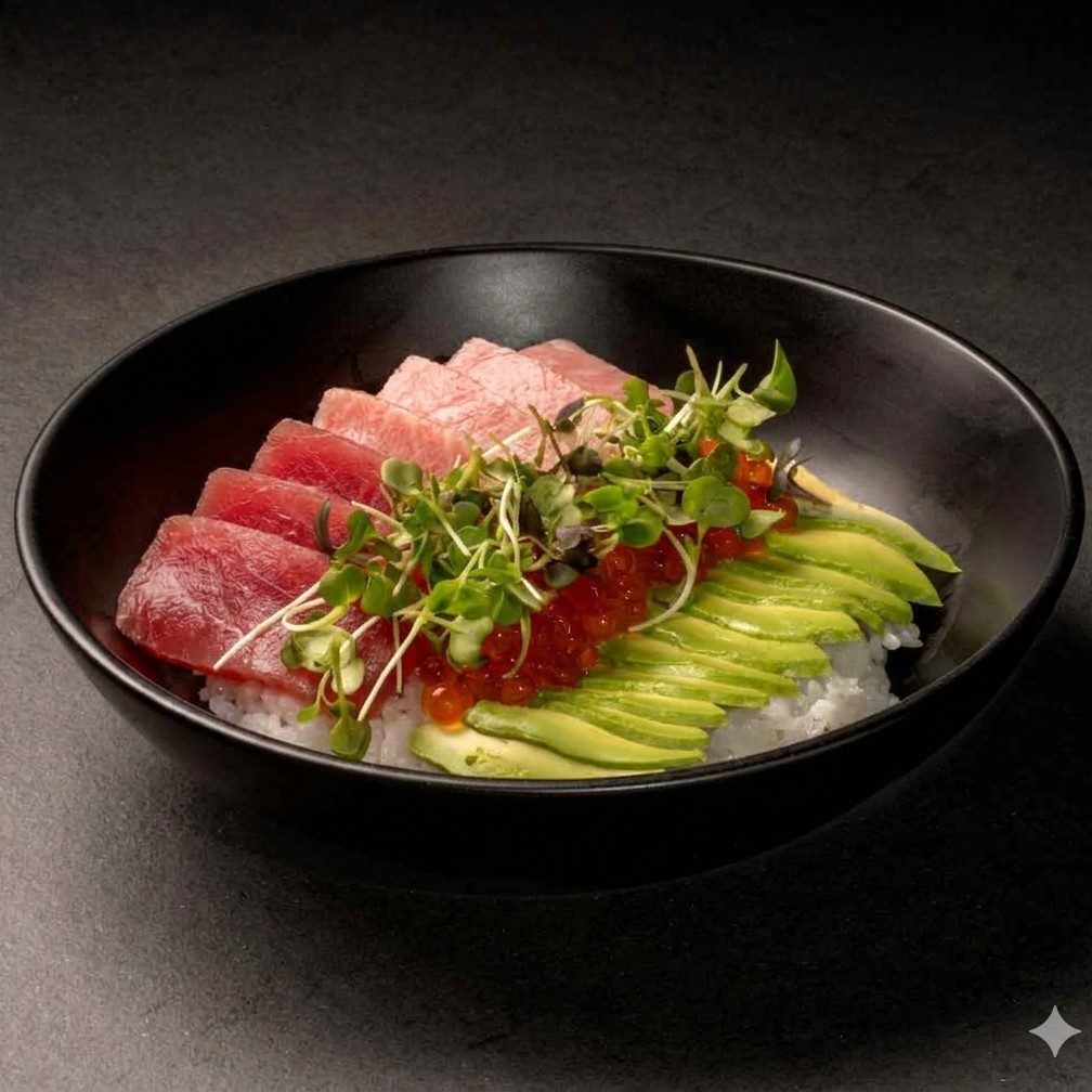 Bluefin Tuna Ikura Avocado Donburi.