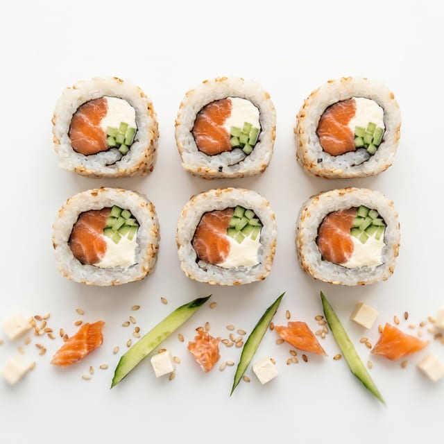 Smoked Salmon Cucumber Cream Cheese Maki.