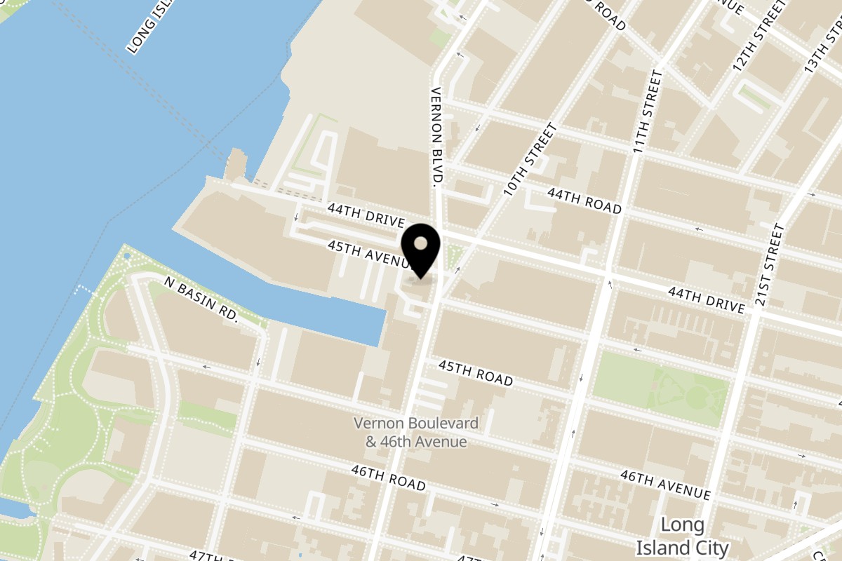Map showing the location of Sushi-O Carle Place Long Island City on 45-06 Vernon Blvd in Long Island City